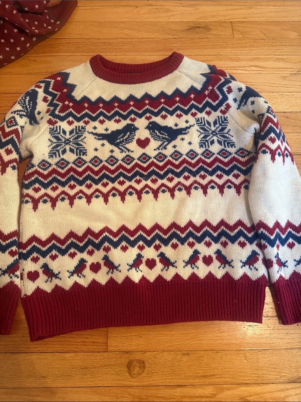 Kiel James Patrick Men's Fair Isle Crewneck Sweater - Red, Navy & Cream XS
